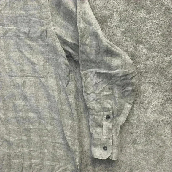Ermenegildo Zegna Shirt Mens Large Gray Long Sleeve Button Down Plaid Office - Picture 4 of 6